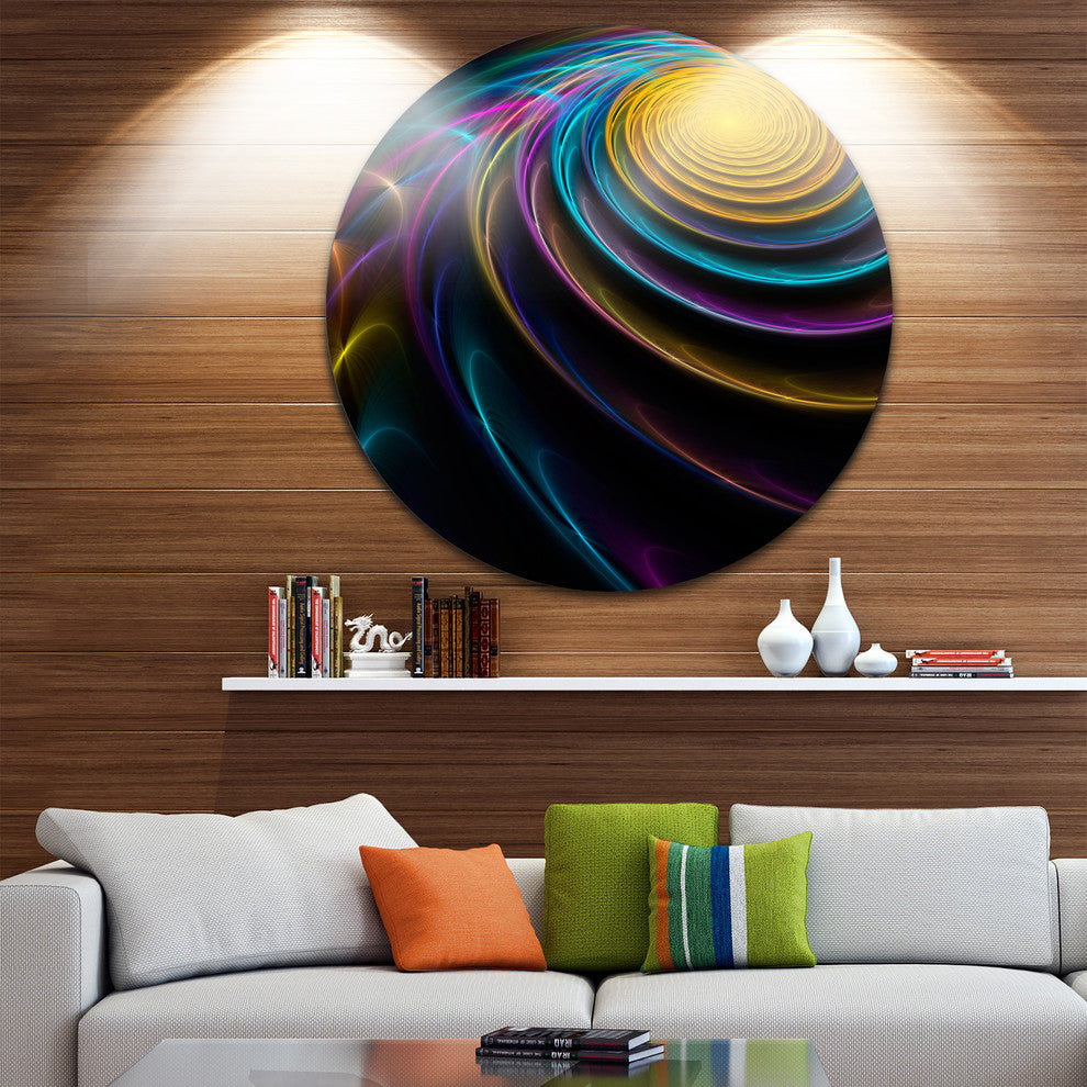 Fractal 3D Colored Bulgy Circles, Abstract Art Round Wall Art, 23"