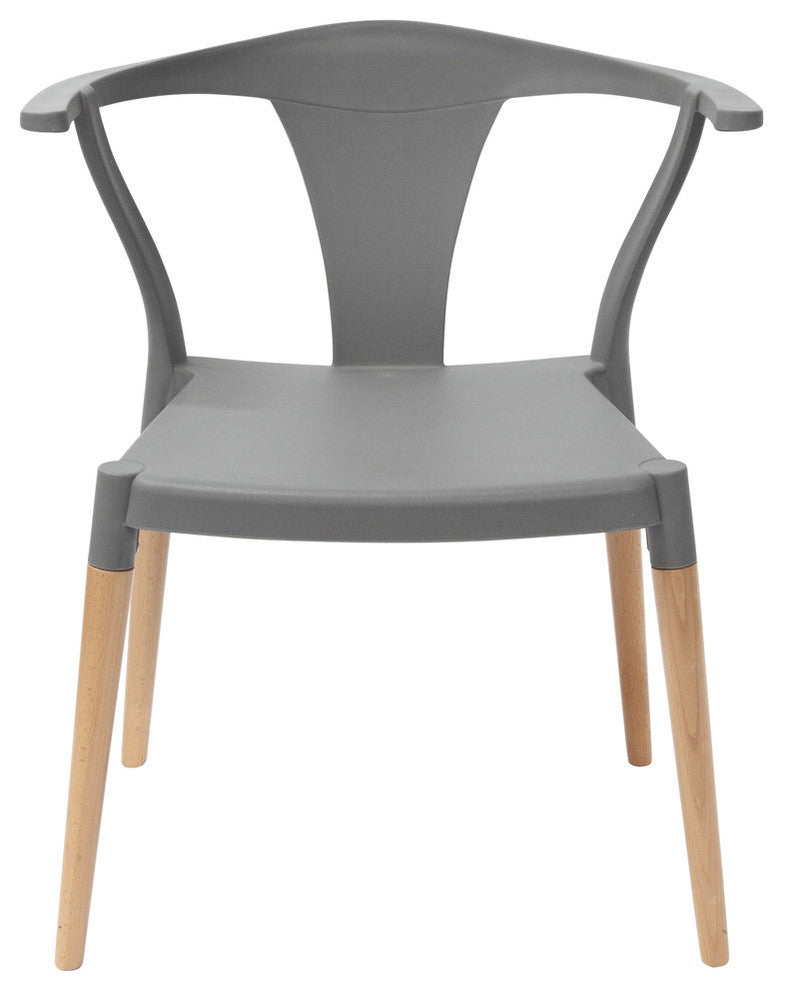 Icon Series Modern Dining Arm Chairs With Beech Wood Leg, Set of 2, Gray