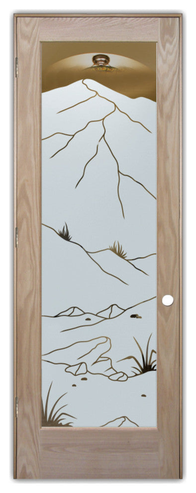 Interior Prehung Door or Interior Slab Door - Mountains Foliage - Oak - 24"...