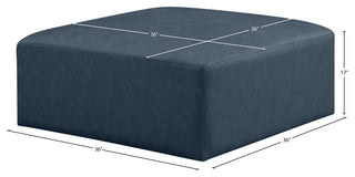 Cube Upholstered Modular Component, Navy, Vegan Leather, Ottoman