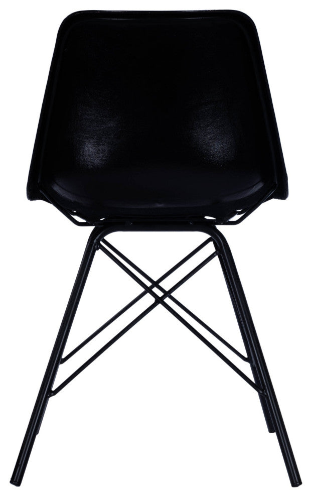 Black Contrast Stitch Leather Dining Chair