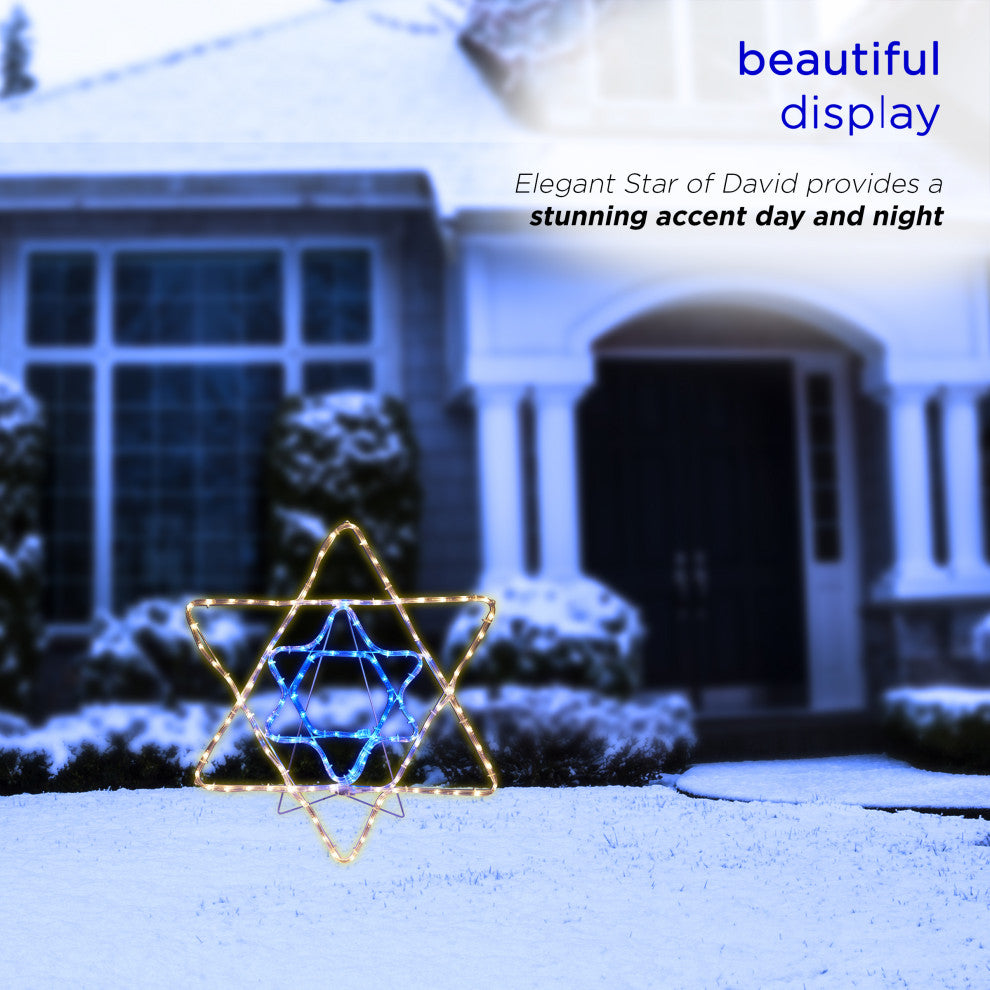 Hanukkah Decoration with Blue and White LED Lights, Star of David