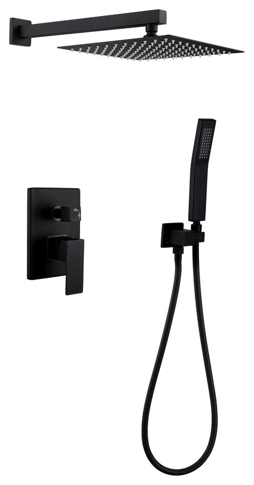 Wall Mount Shower Faucet With Rough-In Valve, Matte Black