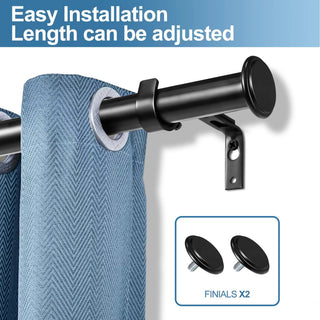 1" Bouton Drapery Curtain Rod, Black, 28"-48"