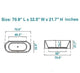 ADM Oval Freestanding Bathtub, Glossy White, 70.9"