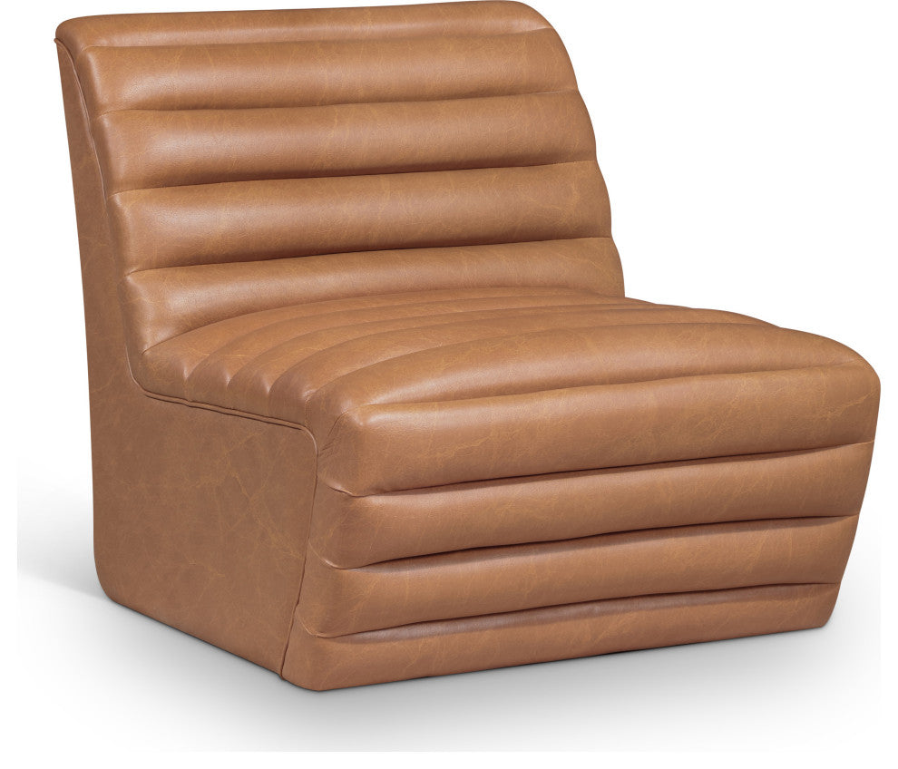Vega Upholstered Accent Chair, Cognac, Vegan Leather