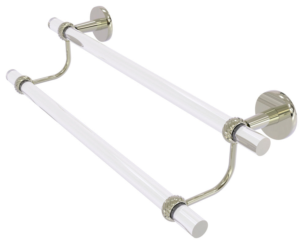 Clearview 36" Double Towel Bar with Twisted Accents, Polished Nickel