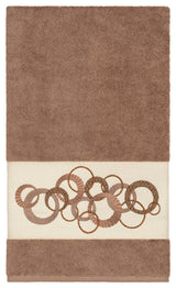 Linum Home Textiles Annabelle Embellished, Latte, Bath Towel, Single