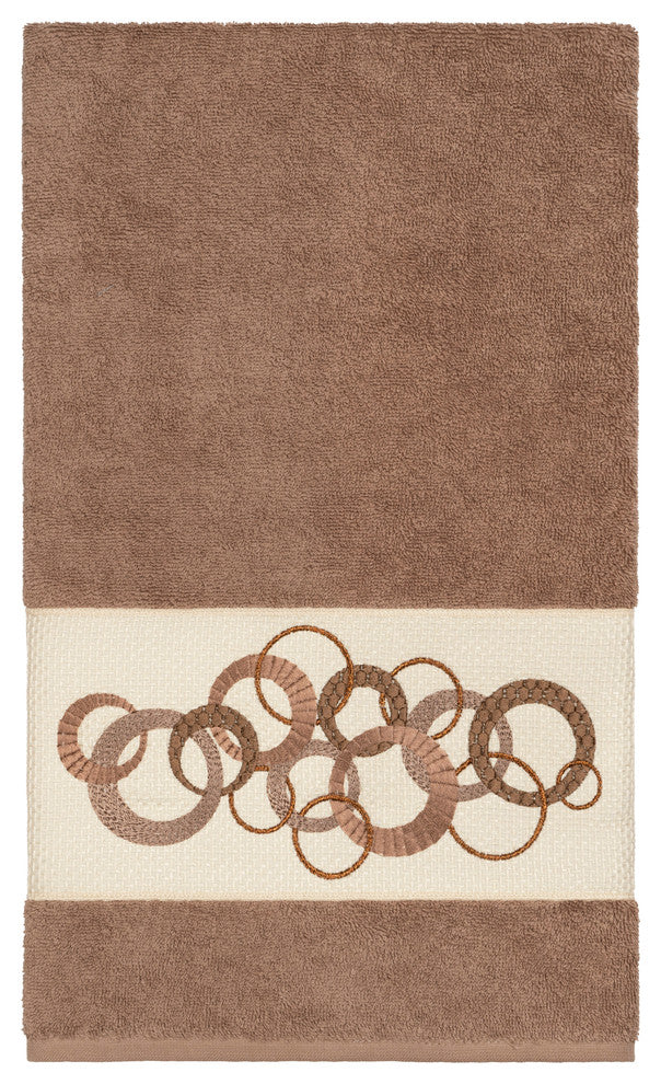 Linum Home Textiles Annabelle Embellished, Latte, Bath Towel, Single