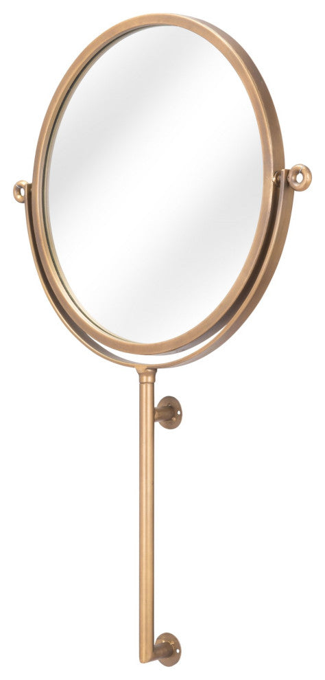 Frame Wall Mirror, Round, Glass, Steel Metal, Gold, Bedroom Living