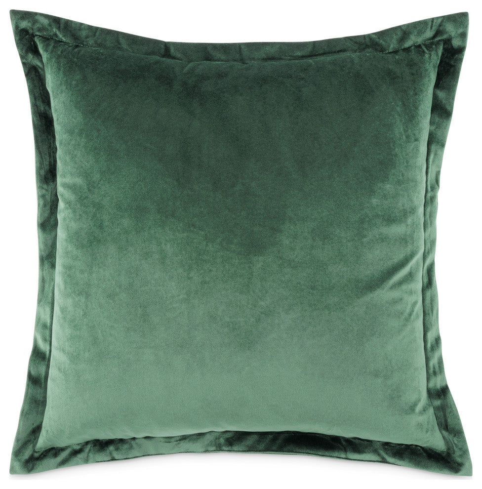 Conner 20" Velvet Throw Pillow, Set of 2, Forest Green