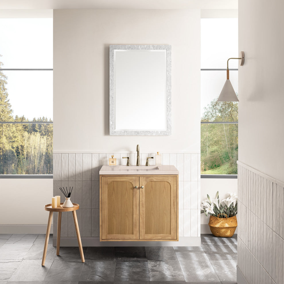 Laurent 30" Single Vanity, Light Natural Oak, 3CM Eternal Marfil Top