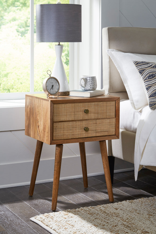 Dylan 2 Drawer Solid Wood End Table, Chestnut