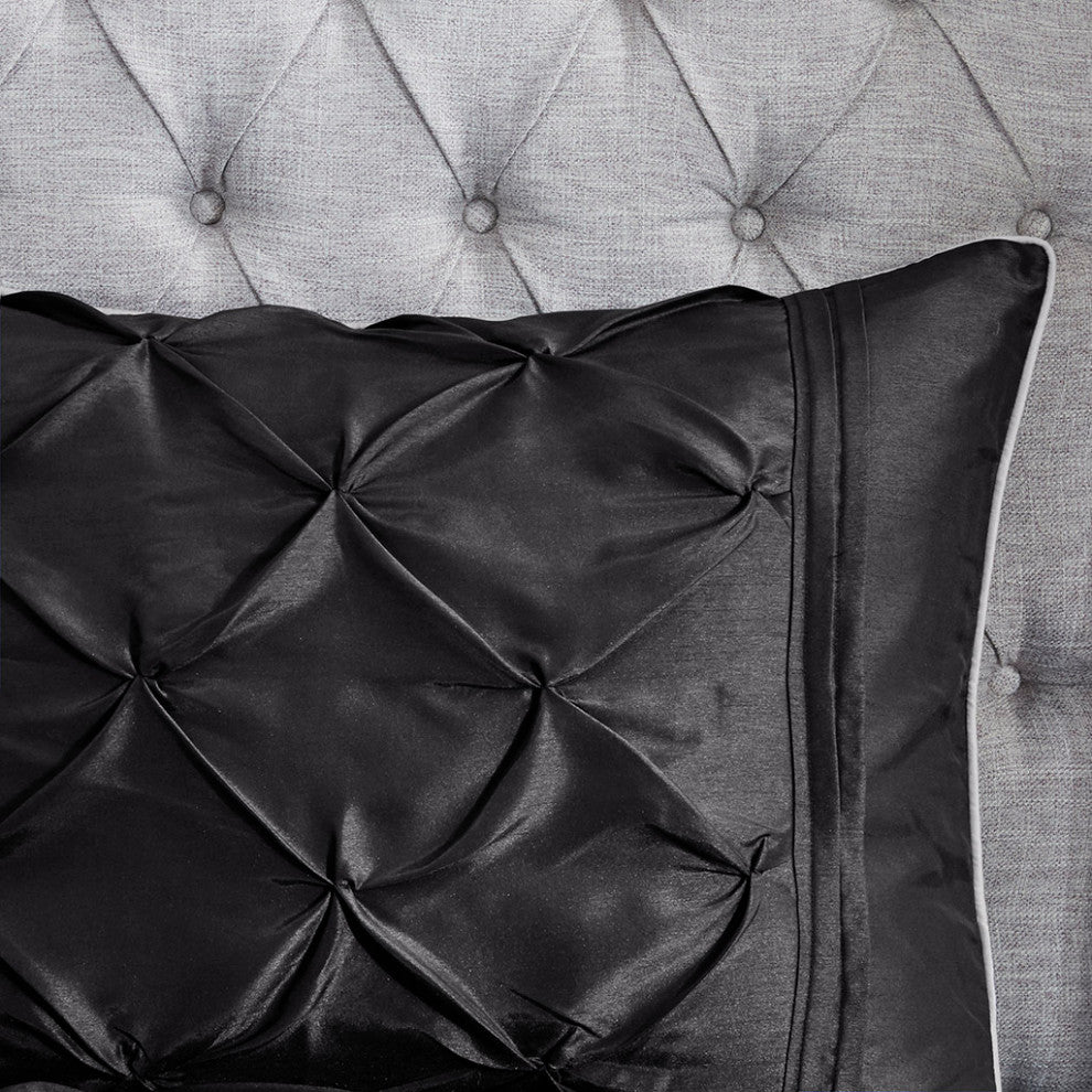 Madison Park Laurel Silky Tufted 7-Piece Comforter Set, Black