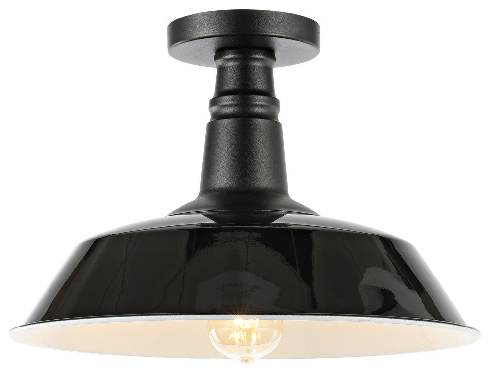 Camila 14" 1-Light Indoor/Outdoor LED Semi Flush Mount, Black