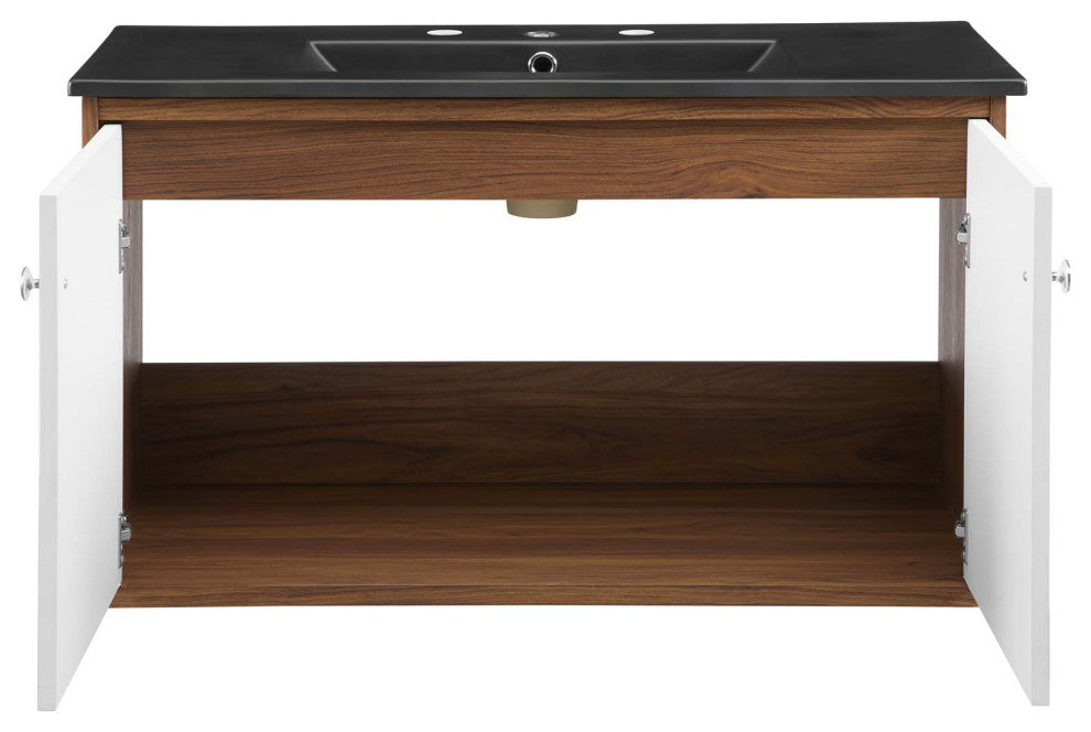 Transmit 36" Wall-Mount Bathroom Vanity - Walnut Black