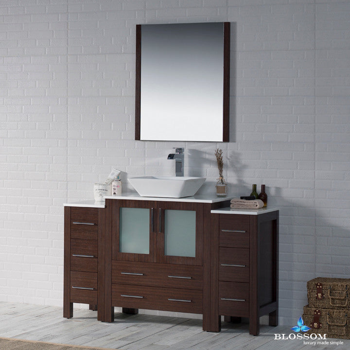 Sydney 54" Vanity Set With Vessel Sink and Double Side Cabinets
