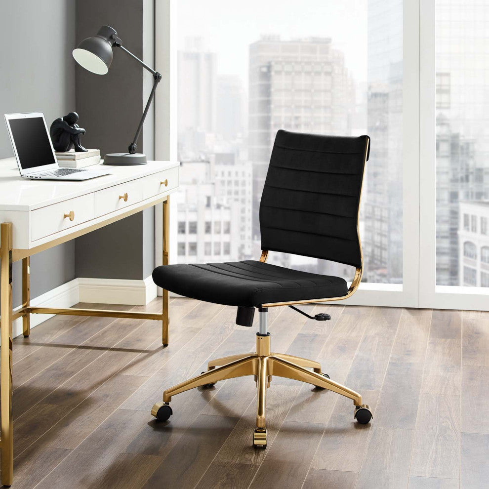 Computer Work Desk Chair, Velvet, Black, Modern, Home Business Office Furniture