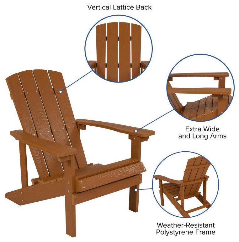 Charlestown Set of 2 Adirondack Chairs with Cushions, Teak/Cream