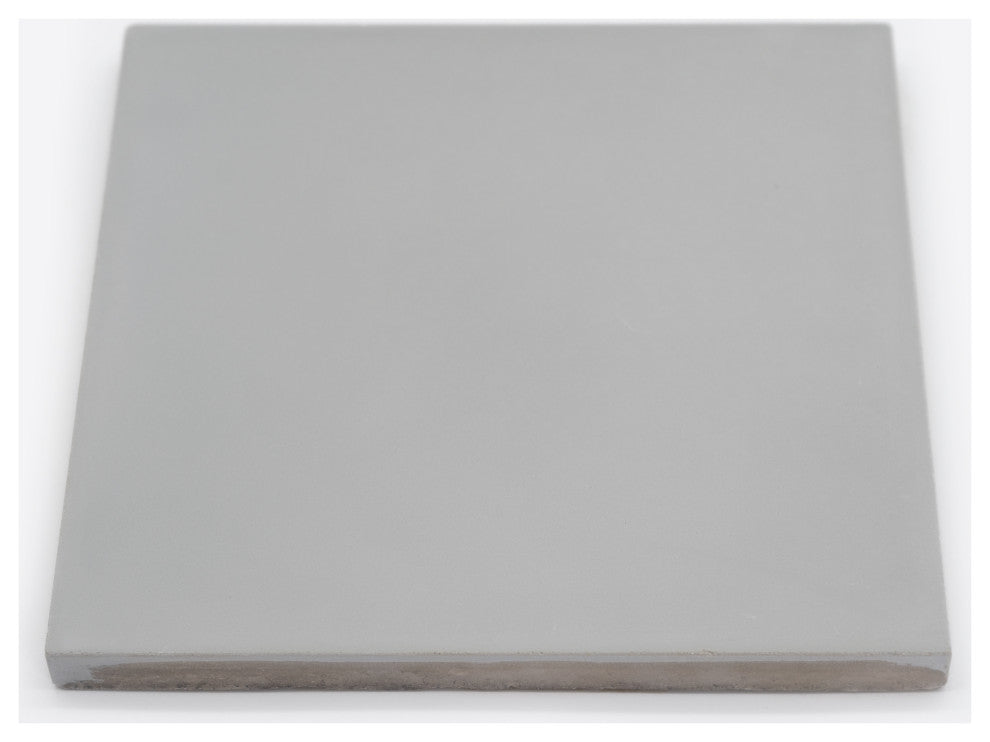 8"x8" Solid Color Handmade Cement Tile, Gray, Set of 12