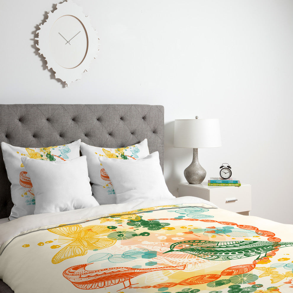 Deny Designs Jenean Morrison Flower And Flight Lightweight Duvet Cover