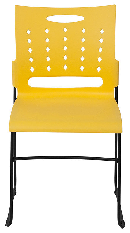 Hercules Series Capacity Sled Base Stack Chair With Air Vent Back, Yellow