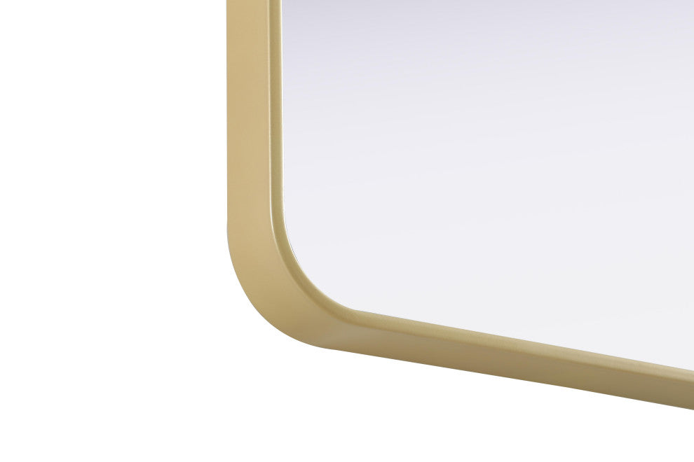 Home Living Contour Metal Rectangle Mirror 32x72, Brass