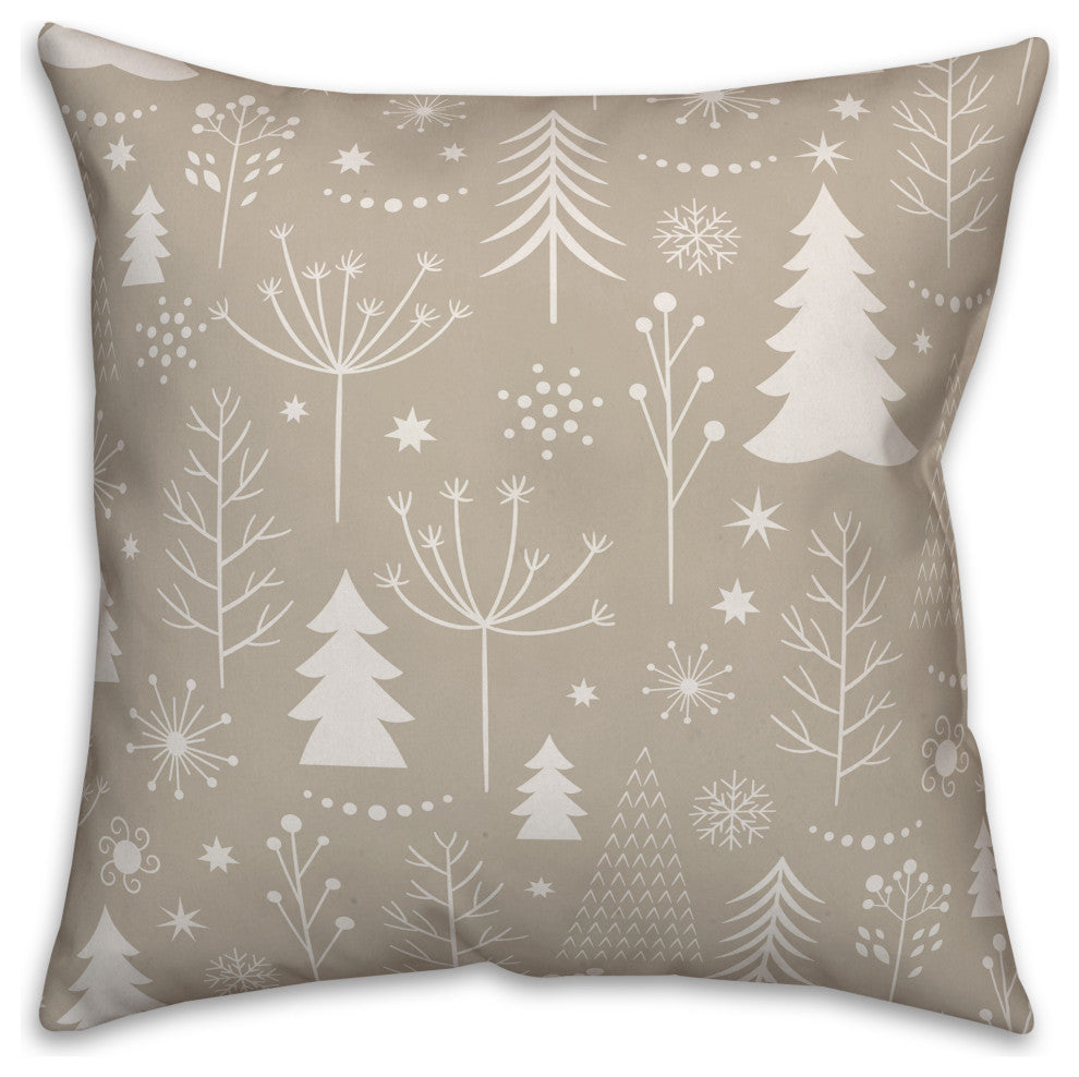 Winter Christmas Tree Pattern 18"x18" Throw Pillow Cover