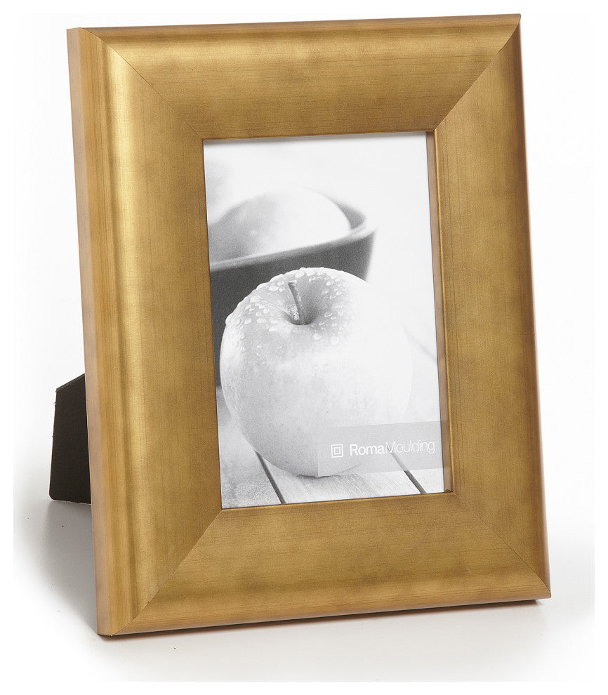 Pale Gold Picture Frame, 2", Easle Back, Contemporary, 5 x 7