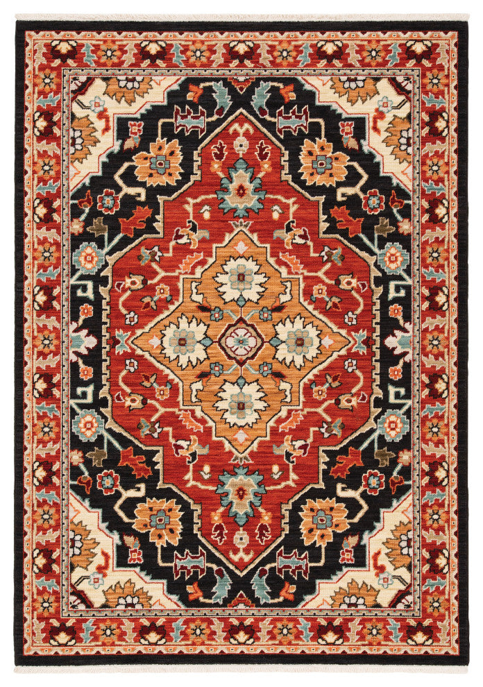 Oriental Weavers Lilihan Indoor Rug Black/ Rust 7'10" X 10'10"