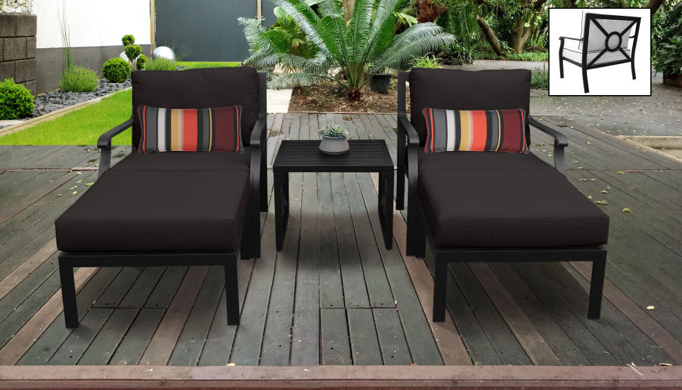 kathy ireland Madison Ave. 5 Piece Aluminum Patio Furniture Set 05b, Onyx