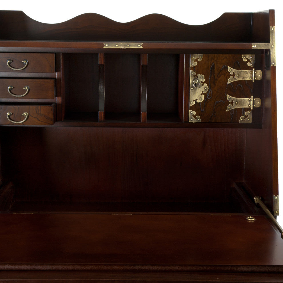 Korean Antique Style Drop Leaf Secretary Desk