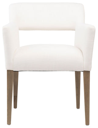 Liamr White Cotton Upholstered Performance Fabric Dining Arm Chair
