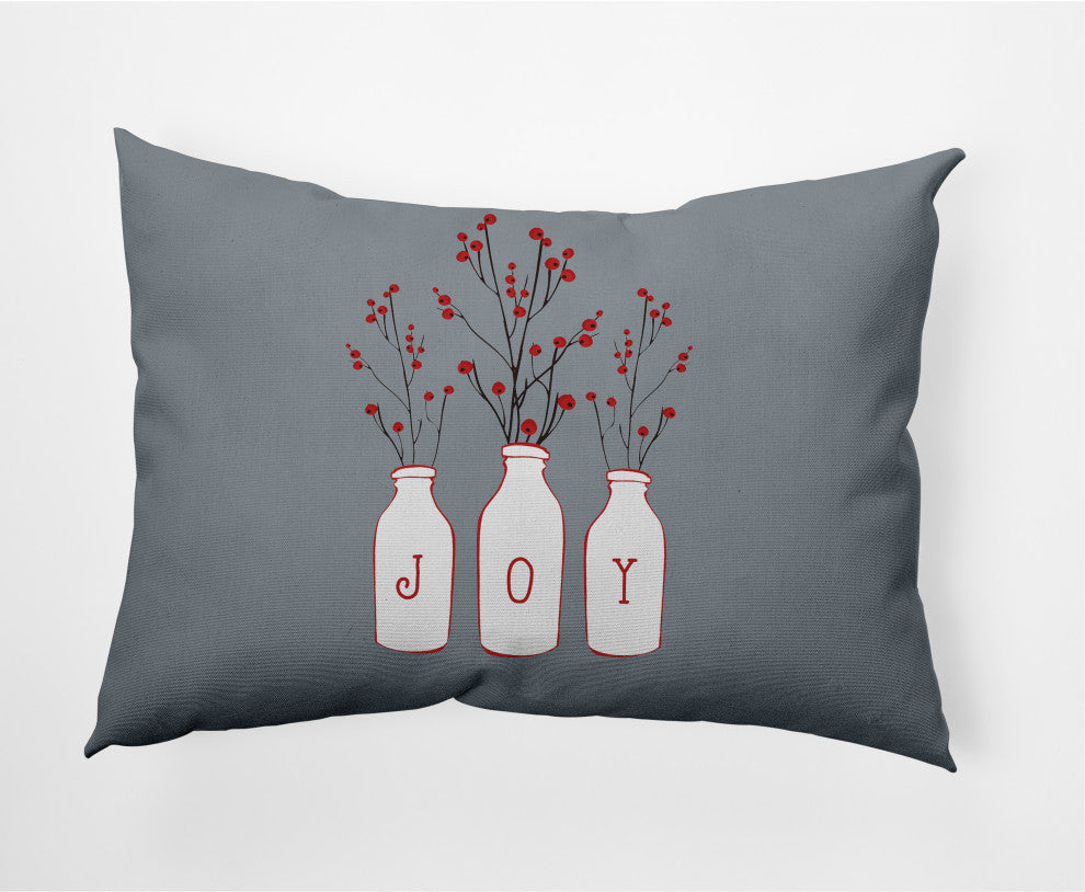 Joy Decorative Throw Pillow, Gray, 14"x20"