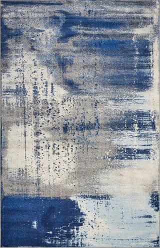 Watercolor Ice Blue Flow Plush Area Rug, 6'7"x9'6"
