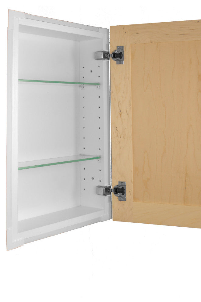 Fruitville Shaker Style Frameless Recessed Wood Bathroom Medicine Cabinet, 14x40, Unfinished