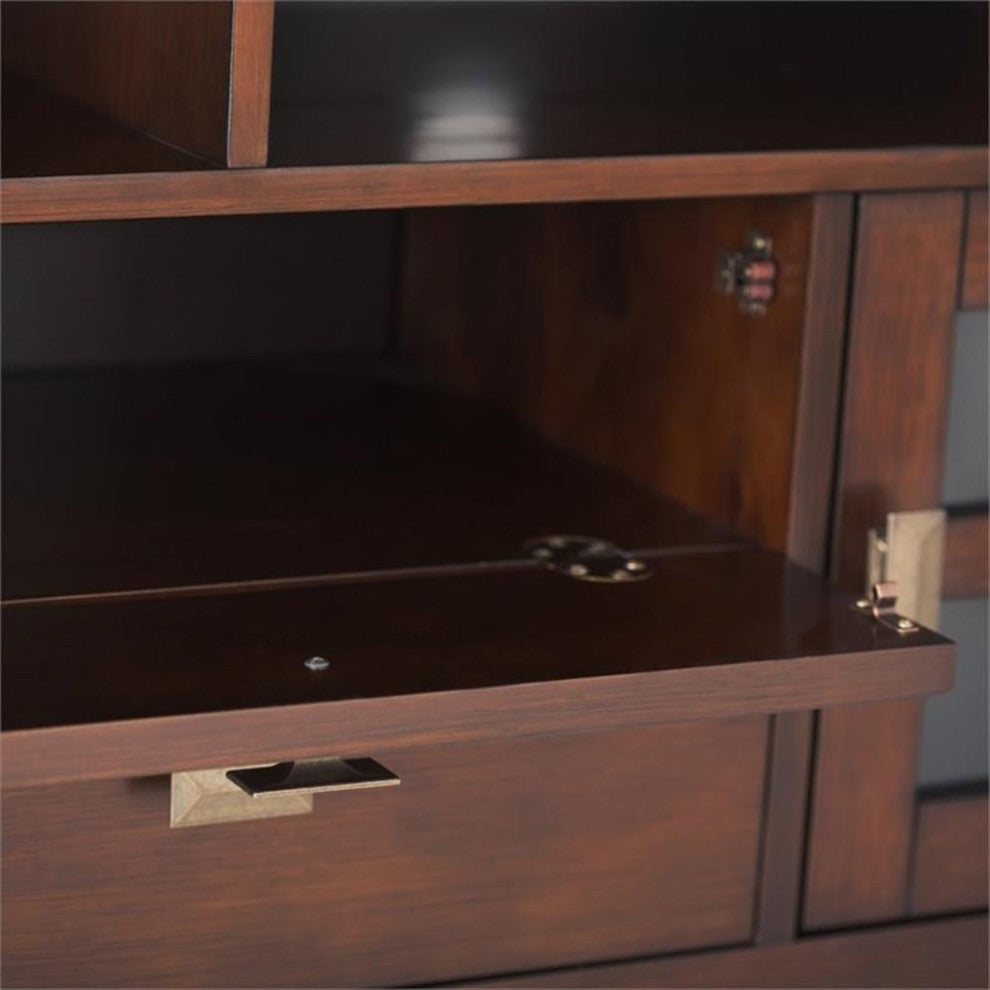Artisan Solid Wood 72" Wide Tv Media Stand In Russet Brown For Tvs Up To 80"es