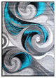 Angie Collection Rectangle 5' x 7' Turquoise Ocean Waves Pattern Area Rug