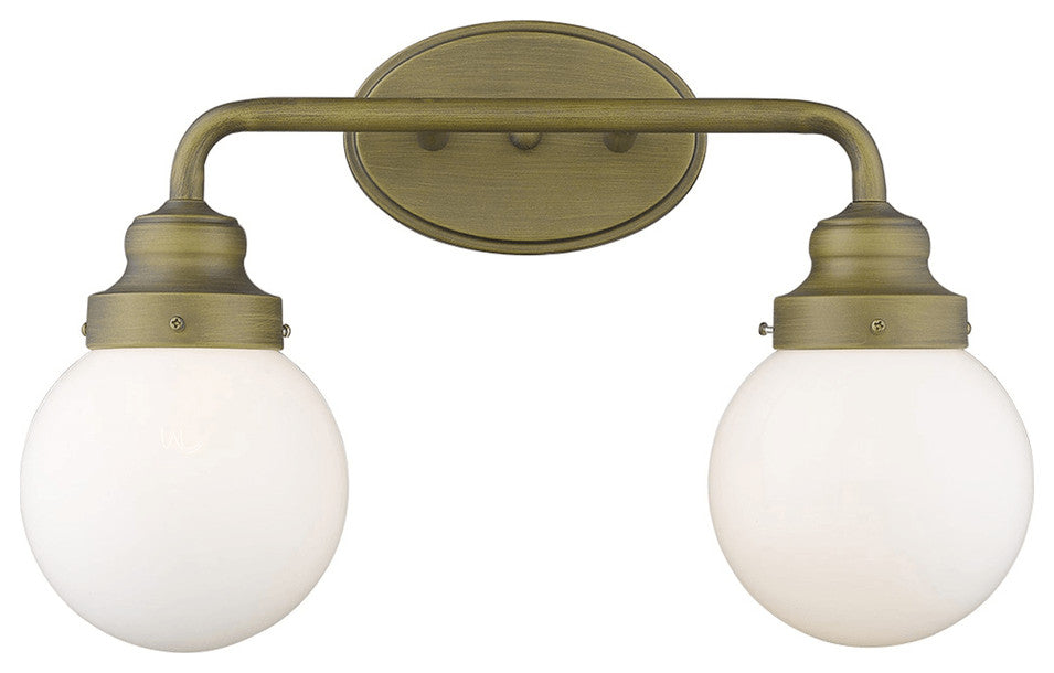 Two Light Gold Wall Sconce with Round Glass Shade