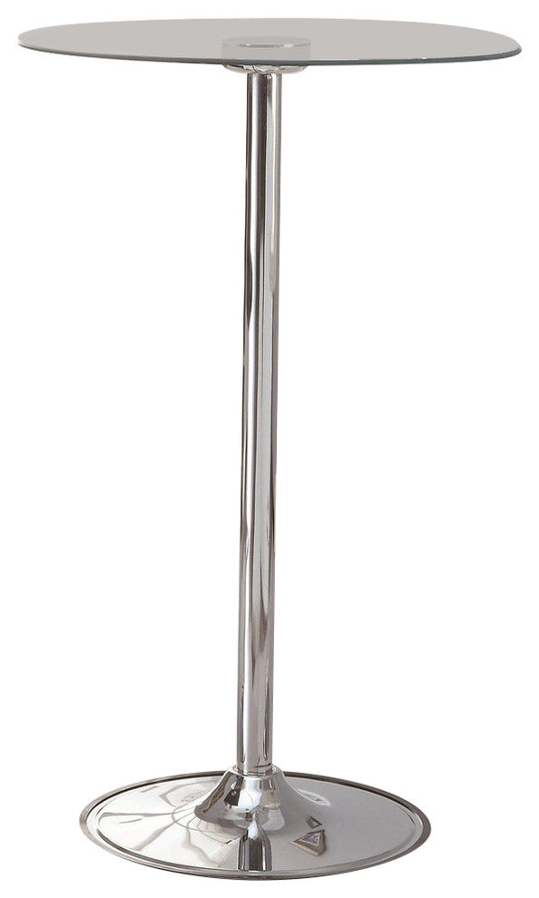 42" Transitioning LED Bar Table With Chrome Base and Glass Top
