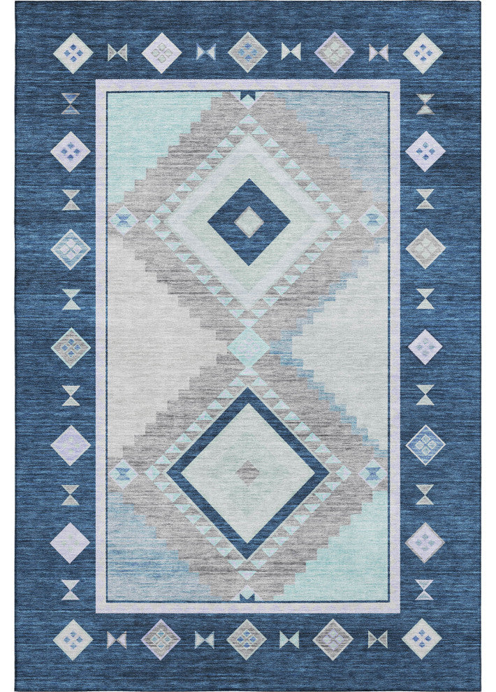 Addison Premium Washable Mayfield AMF177 Blue 3'' x 5'' Rug