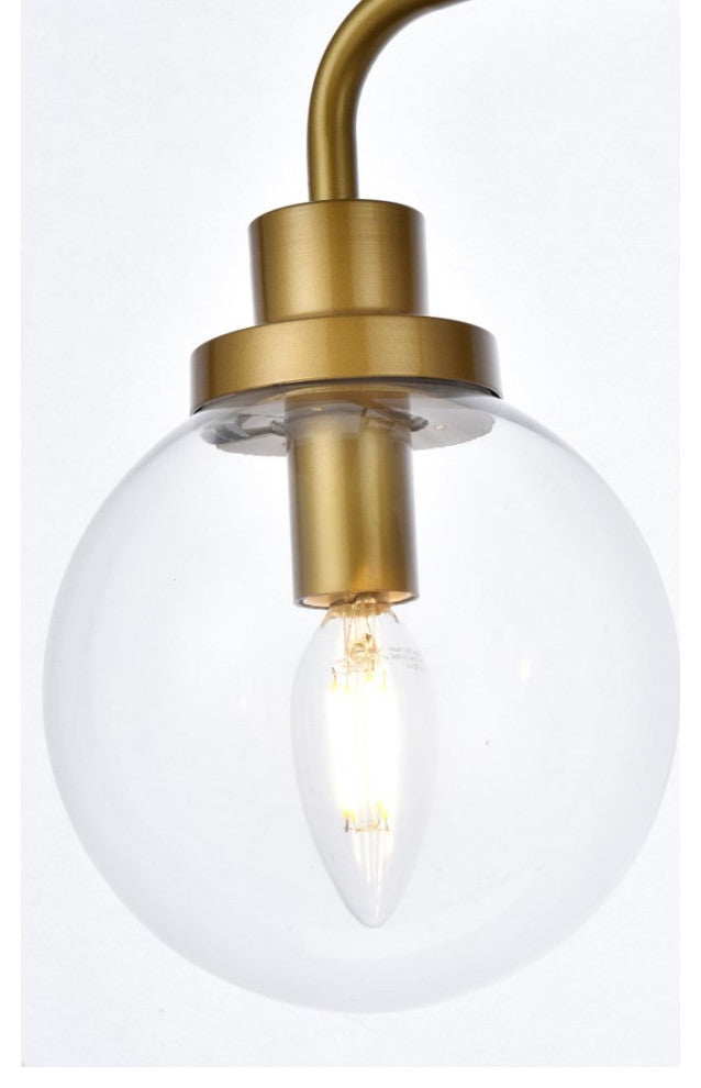 Helen 3-Light Bath Sconce, Brass With Clear Shade