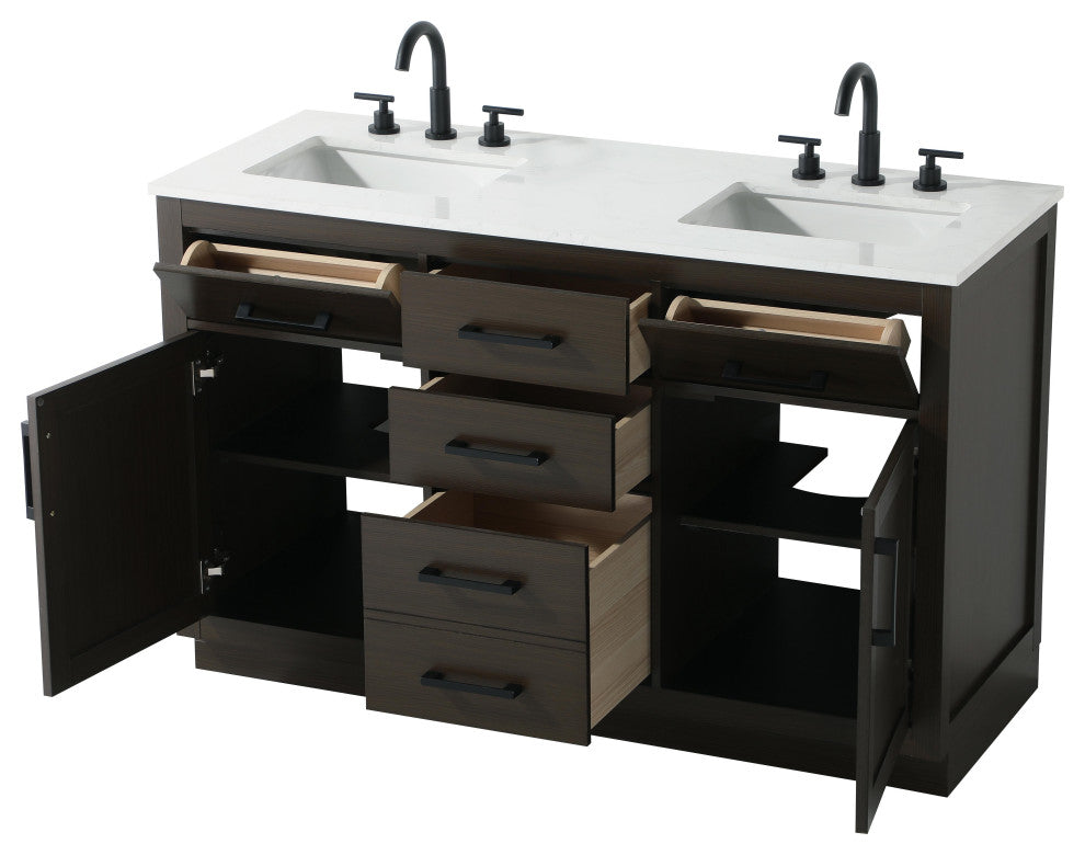 Home Living 54" Double Bathroom Vanity, Mocha Brown