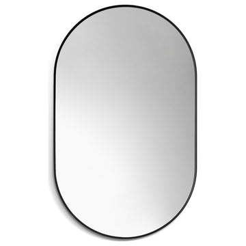 Ispra 36" Oval Bathroom/Vanity Aluminum Framed Wall Mirror, Matt Black