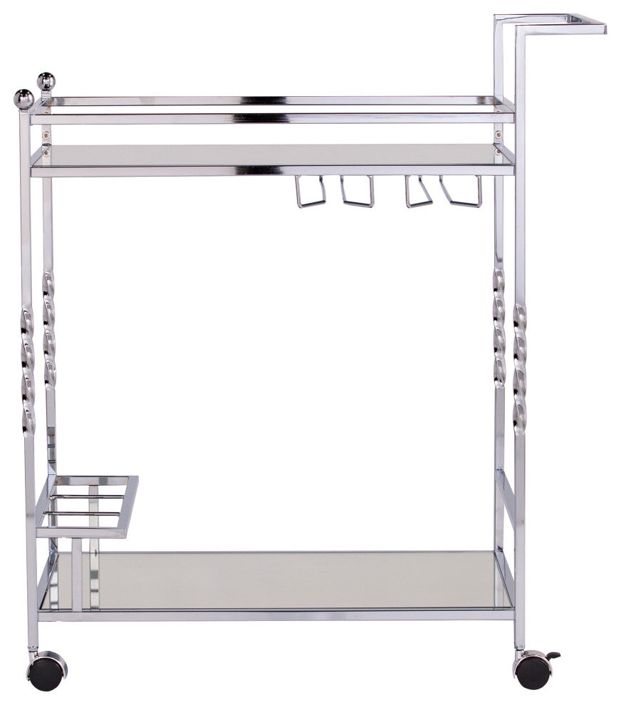 Heidi Metal Mirrored Bar Cart - Chrome