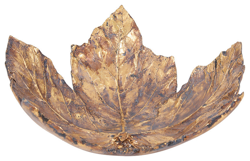 Antique Gold Maple Leaf Tray, Large