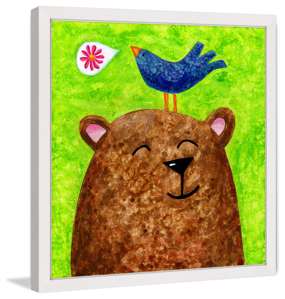 Marmont Hill, "A Beary Happy Song" by Janet Nelson Framed Painting Print, 24x24