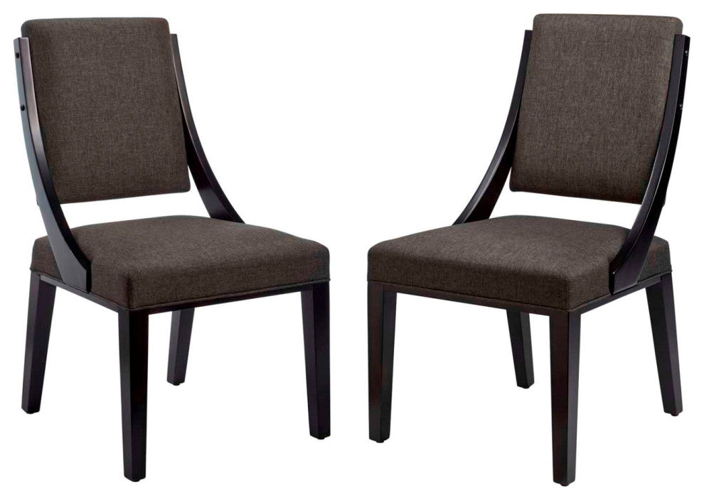Side Dining Chair, Set of 2, Gray, Fabric, Modern