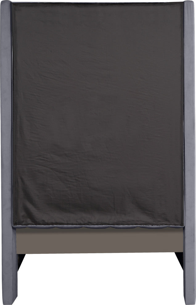 Fritz Velvet Upholstered Bed, Gray, Twin