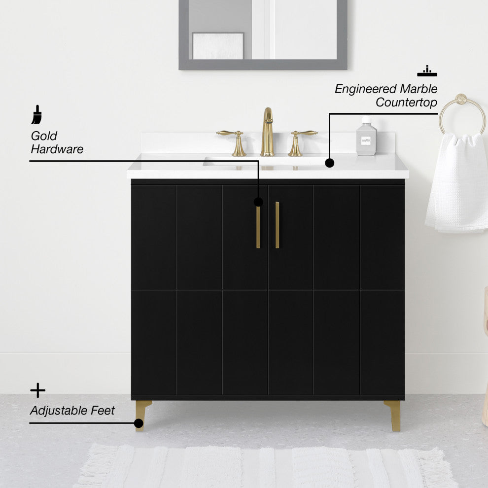 OVE Decors Zenia 36" Bathroom Vanity, Black, 36 in.
